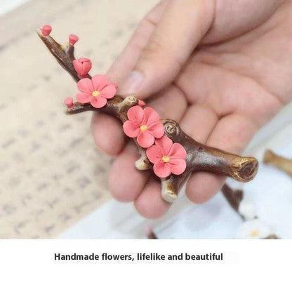 Plum Blossom Ceramic Incense Holder | Pink, Red and White