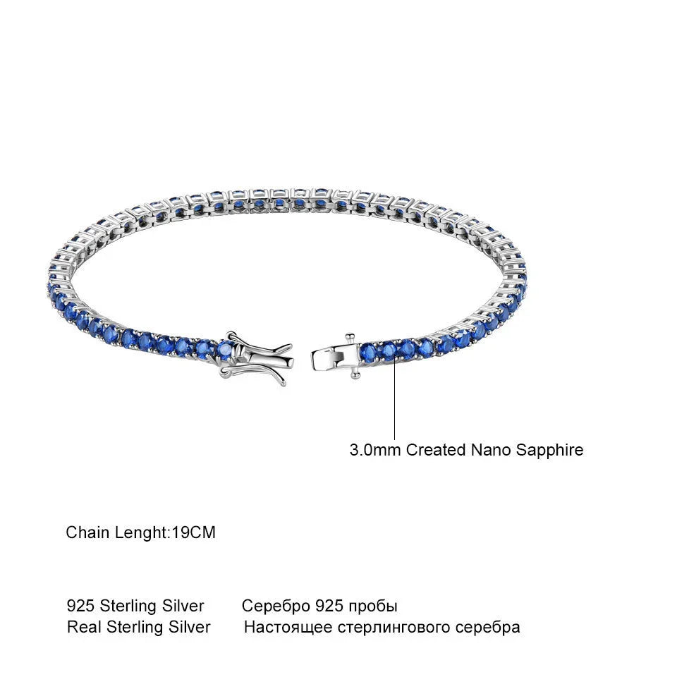 925 Blue Sapphire Tennis Bracelet Sterling Silver September Birthstone - Y.S Alley