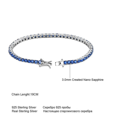 925 Blue Sapphire Tennis Bracelet Sterling Silver September Birthstone - Y.S Alley