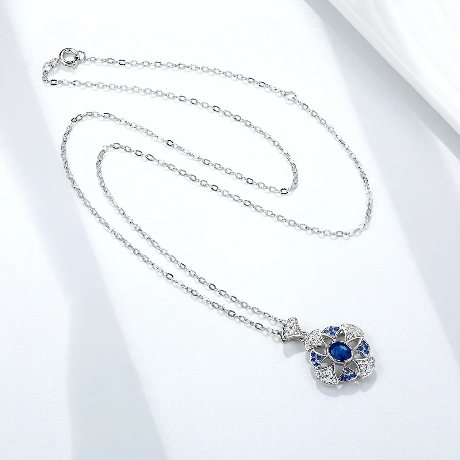Ginkgo Leaf Blue Sapphire Pendant S925 Sterling Silver - Y.S Alley