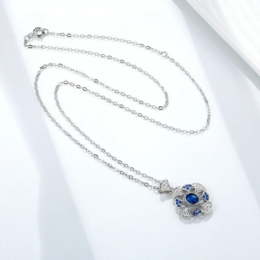 Ginkgo Leaf Blue Sapphire Pendant S925 Sterling Silver - Y.S Alley