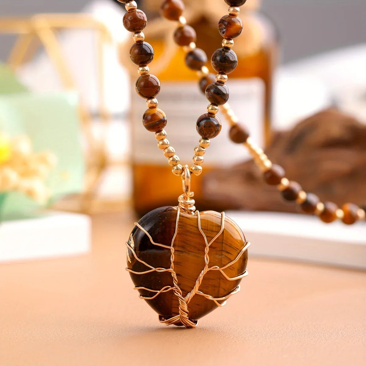 Heart-shaped Lucky Tree Crystal Ball Pendant Necklace - Y.S Alley