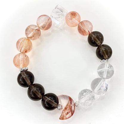 Equinox Aura Crystal Bracelet — Strawberry, Smoky & Clear Quartz Blend - Y.S Alley