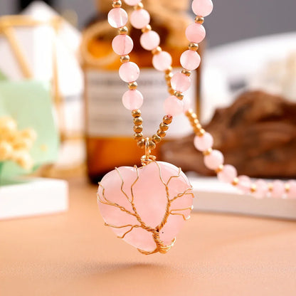 Heart-shaped Lucky Tree Crystal Ball Pendant Necklace - Y.S Alley
