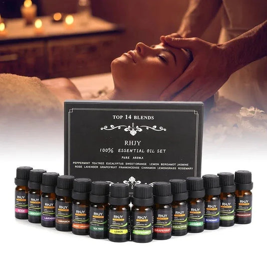 RHJY 100 % Pure Essential-Oil Set — 14-Bottle Collection (10 ml Each) - Y.S Alley