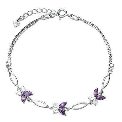 925 Amethyst Butterfly Bracelet Sterling Silver - Y.S Alley