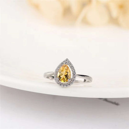 ☀️ S925 Natural Citrine Jewelry Set – Pendant Necklace & Ring