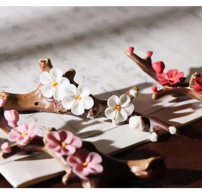 Plum Blossom Ceramic Incense Holder | Pink, Red and White