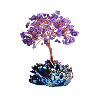 Amethyst Crystal Tree on Iridescent Quartz Cluster Base – 2 Sizes