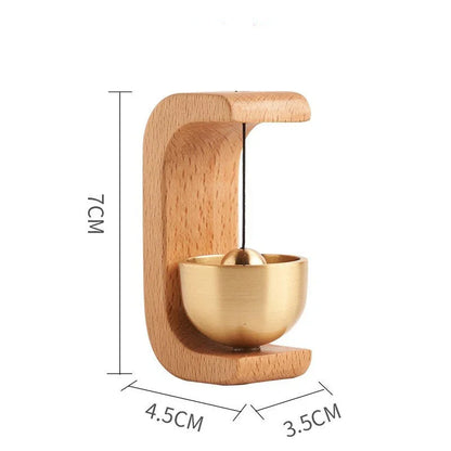 Minimalist Wood-Brass Door Bell — 6 Sculptural Shapes, Beech or Walnut - Y.S Alley