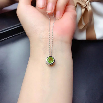 Peridot Solitaire Necklace - August BirthStone, Sterling Finish 6mm