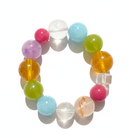 🍭 Natural Stone “Lollipop” Bracelet – Colorful Healing Crystal Beads
