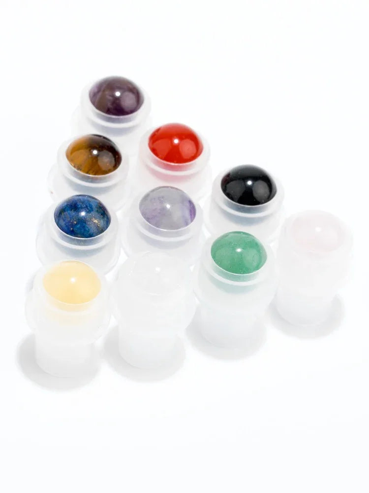 Natural Gemstone Crystal Essential‑Oil Roll‑On Bottles — Gemstone Roller Balls - Y.S Alley