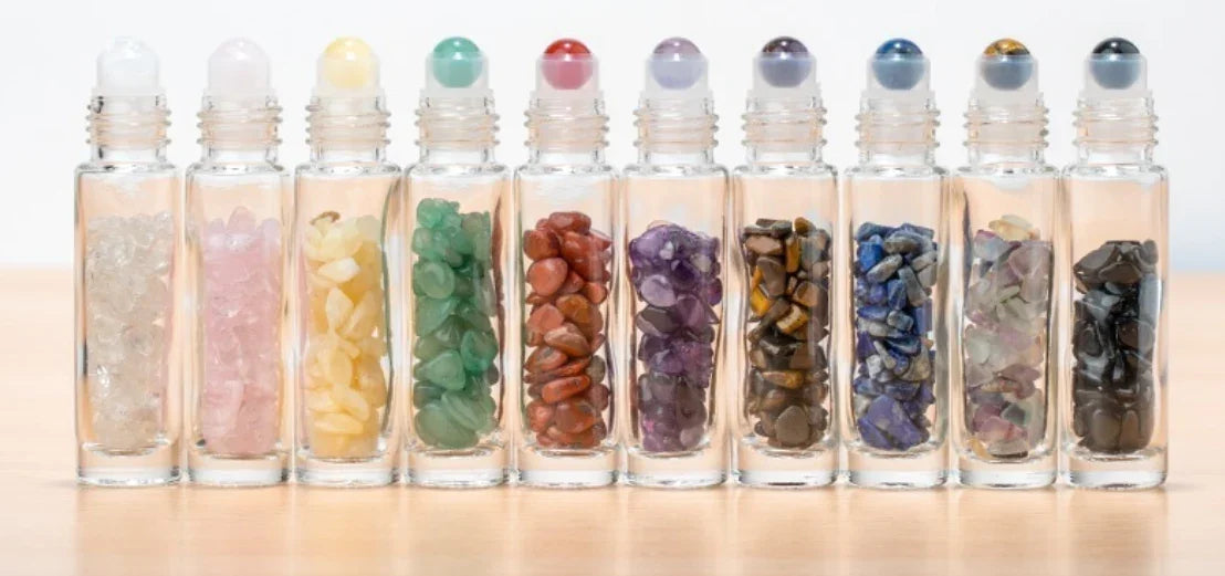 Natural Gemstone Crystal Essential‑Oil Roll‑On Bottles — Gemstone Roller Balls - Y.S Alley