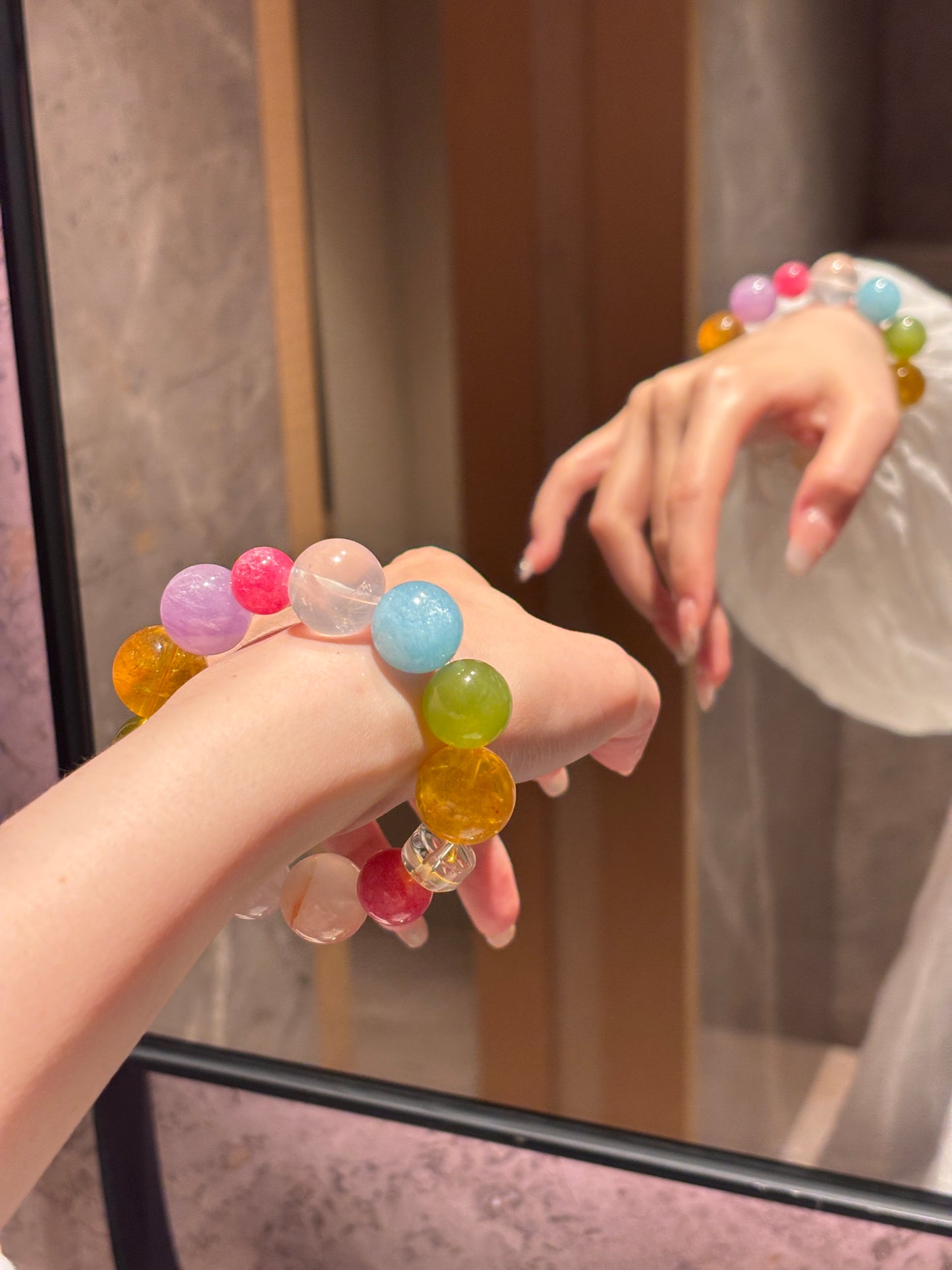 🍭 Natural Stone “Lollipop” Bracelet – Colorful Healing Crystal Beads