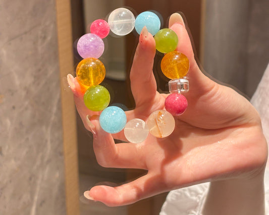 🍭 Natural Stone “Lollipop” Bracelet – Colorful Healing Crystal Beads