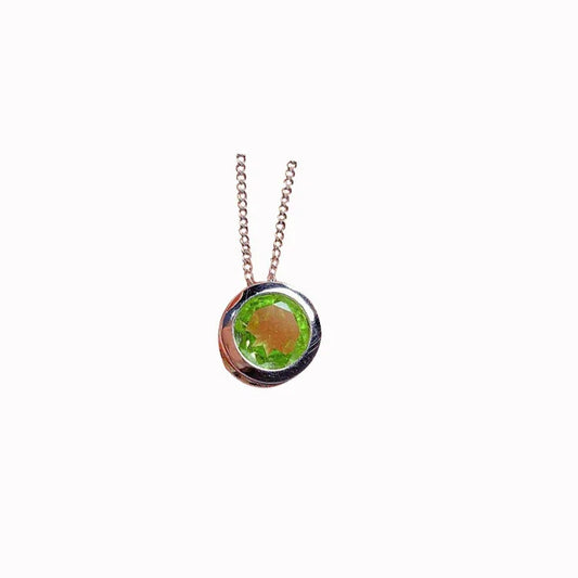 Peridot Solitaire Necklace - August BirthStone, Sterling Finish 6mm
