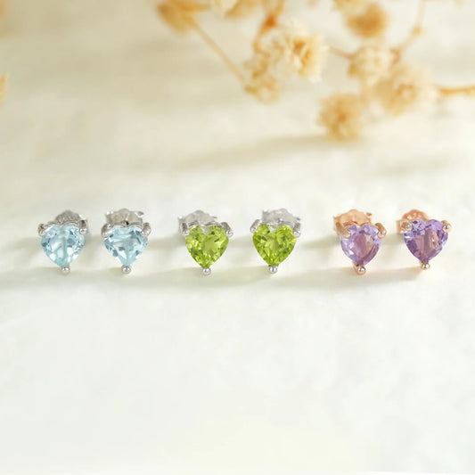 Petite Gemstone Stud Earrings 925 Sterling Silver - Y.S Alley