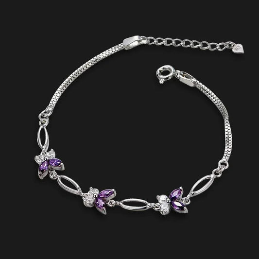 925 Amethyst Butterfly Bracelet Sterling Silver - Y.S Alley