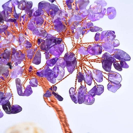 Amethyst Crystal Tree on Iridescent Quartz Cluster Base – 2 Sizes