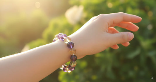 ✨ 128-Facet Crystal Bracelet – Amethyst, Ametrine & Citrine