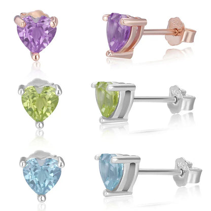 Petite Gemstone Stud Earrings 925 Sterling Silver - Y.S Alley