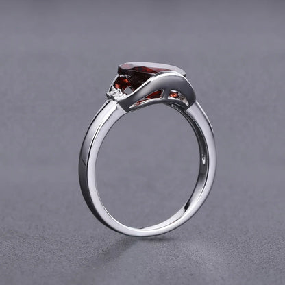 925 Natural Red Garnet Birthstone Silver Ring - Y.S Alley