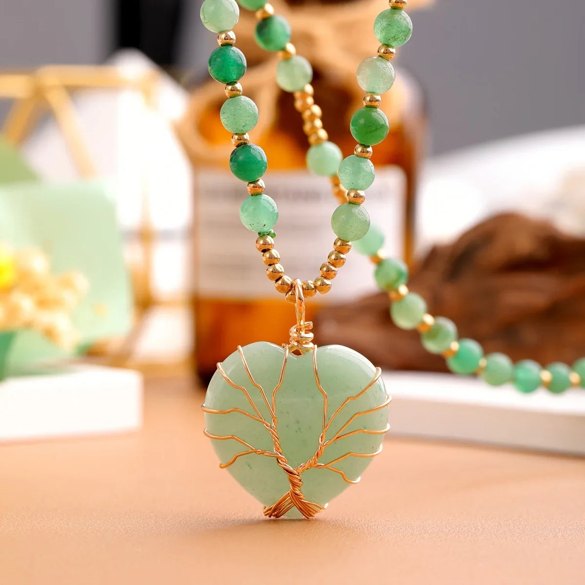 Heart-shaped Lucky Tree Crystal Ball Pendant Necklace - Y.S Alley