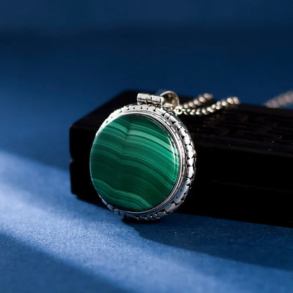 Malachite Round Pendant - 925 Sterling Silver - Y.S Alley