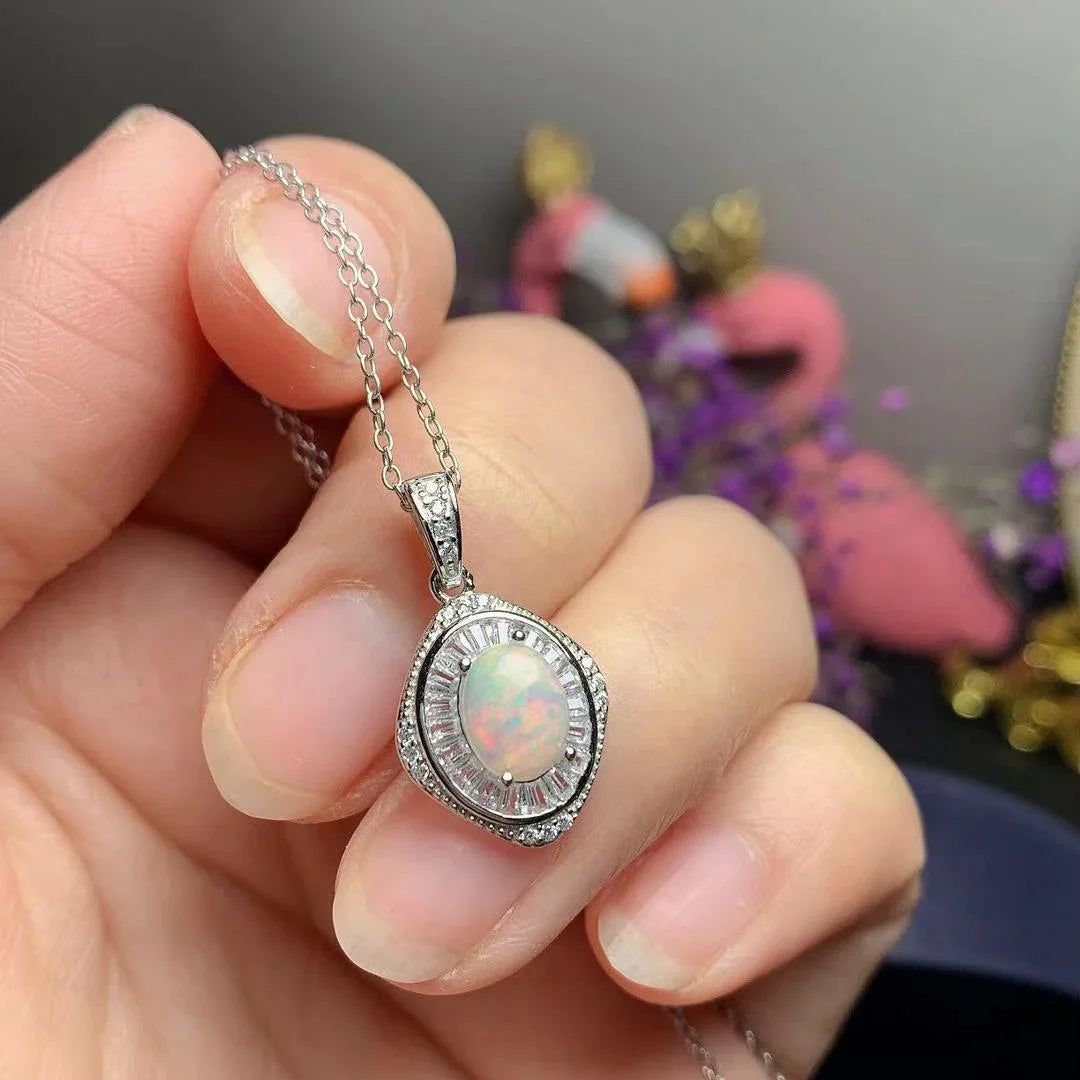 Opal Radiance 3-Piece Jewelry Set - 925 Sterling Silver Necklace, Earrings & Ring - Y.S Alley