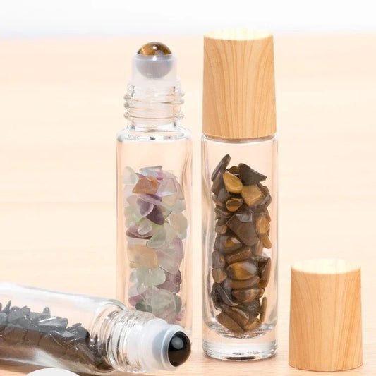 Natural Gemstone Crystal Essential‑Oil Roll‑On Bottles — Gemstone Roller Balls - Y.S Alley