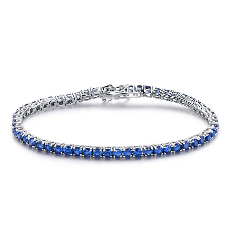 925 Blue Sapphire Tennis Bracelet Sterling Silver September Birthstone - Y.S Alley