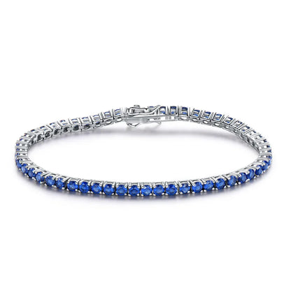 925 Blue Sapphire Tennis Bracelet Sterling Silver September Birthstone - Y.S Alley