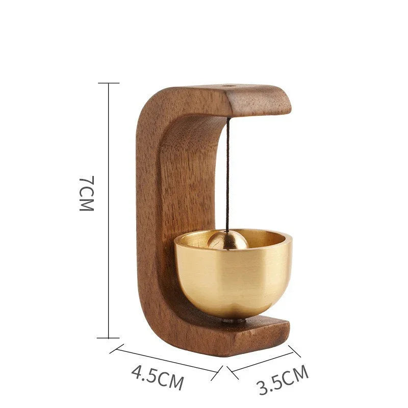 Minimalist Wood-Brass Door Bell — 6 Sculptural Shapes, Beech or Walnut - Y.S Alley
