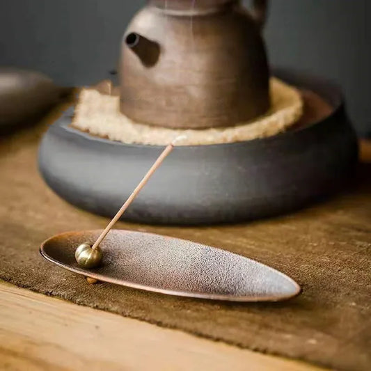 Creative Alloy Japanese‑Style Incense Holder — Electroplated (Silver / Red) - Y.S Alley