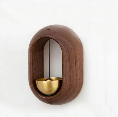 Minimalist Wood-Brass Door Bell — 6 Sculptural Shapes, Beech or Walnut - Y.S Alley